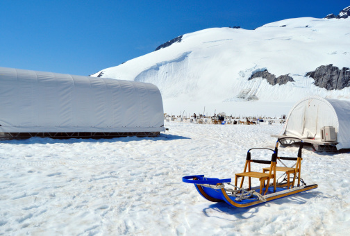 Musher Summer Camp on top of Mendenhall Glacier in Juneau Ice Field Alaska