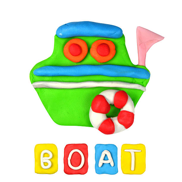 istock Color children's boat plasticine on a white background 178607490