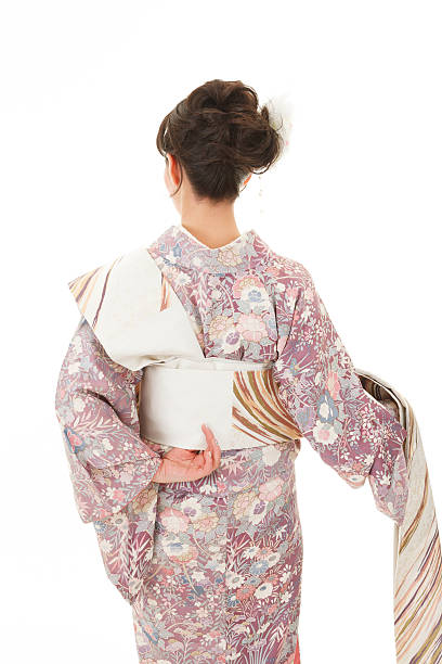 Asian kimono woman with white background