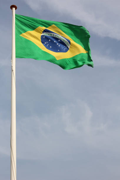 istock Brazilian flag flying in the wind 1786085867
