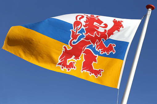 flag of Dutch province Limburg flying in the wind