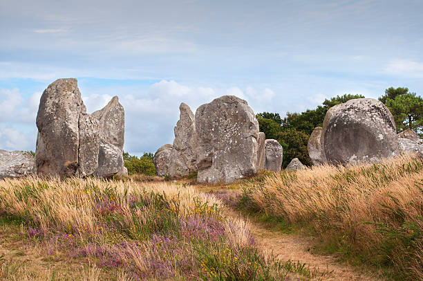 carnac megalithic камнями, бретань, франция - archeologie стоковые фото и изображения