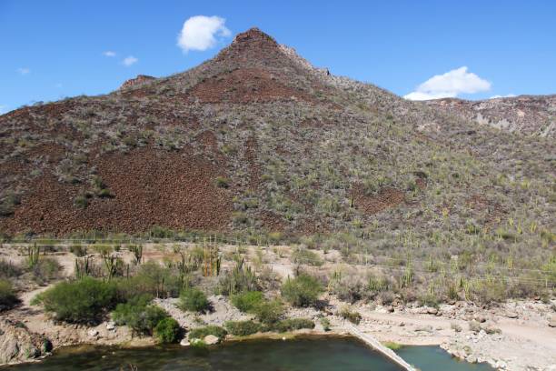 istock a mountain view in the distance with a small pool on one side 1786098067