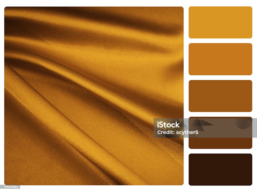 Oro paleta de colores de muestras de satén - Foto de stock de Colección libre de derechos
