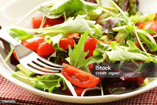 Salad In A Bowl Stock Photo - Download Image Now - Arugula, Bowl, Chard