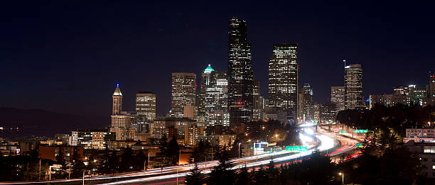 istock Buildings City Downtown Seattle Washington Interstate 5 Night Horizontal 178612429