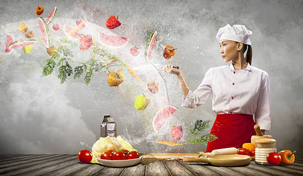 istock Asian female cook with knife 178612632