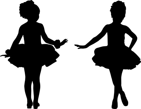 sketch of girls ballerina standing in a pose onwhite background