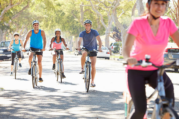 istock Group Of Cyclists On Suburban Street 178612811