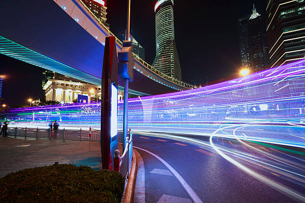 istock light trails on the modern building background in shanghai china 178615482