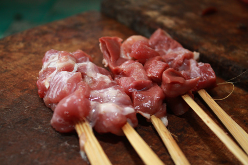 young goat satay from Indonesia, delicious.....!
