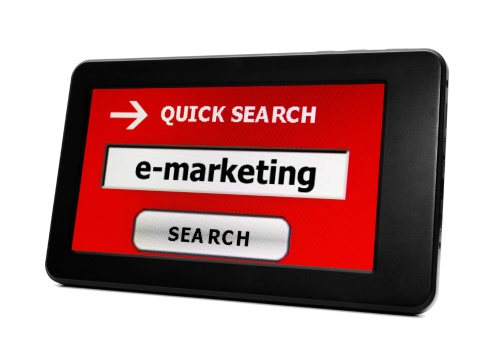Pc tablet and Search for e-marketing concept
