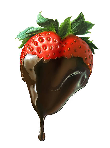 istock Strawberry shaped as heart, half covered of liquid chocolate dripping. 178617387
