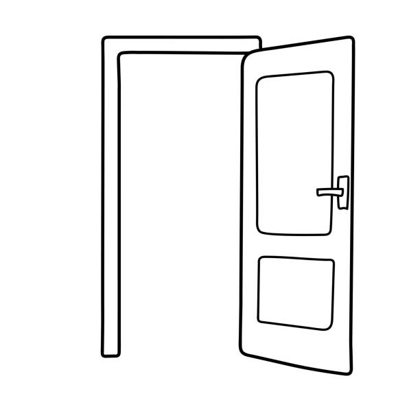 Opened door vector icon vector art illustration