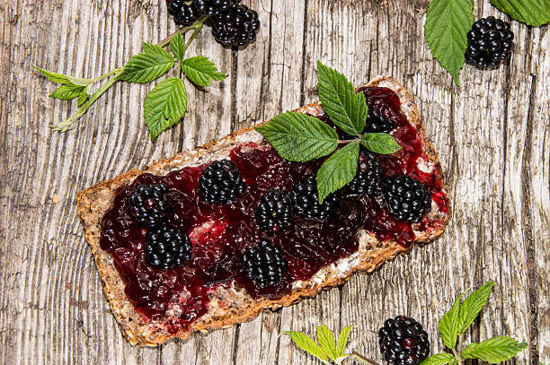 Blueberries jam with spoon