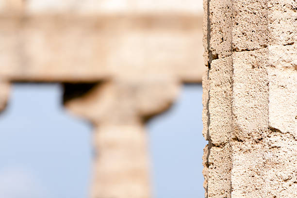 Temple Detail of Paestum Temple temple of neptune doric campania italy stock pictures, royalty-free photos & images