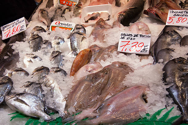 istock Spanish fishmonger stall, a variety of fresh fish 178619594