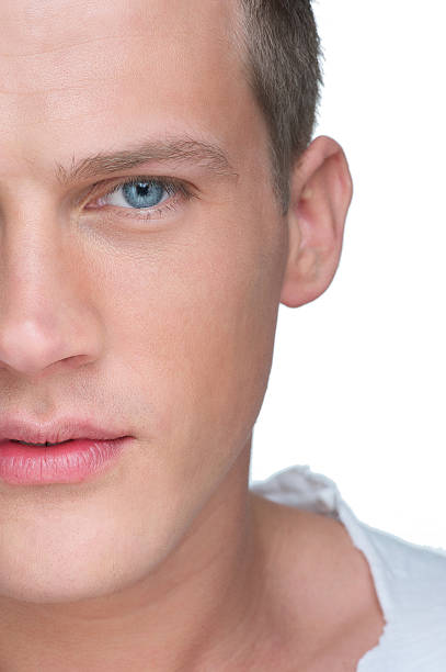 istock Half Face Portrait of Handsome Young Man 178621281