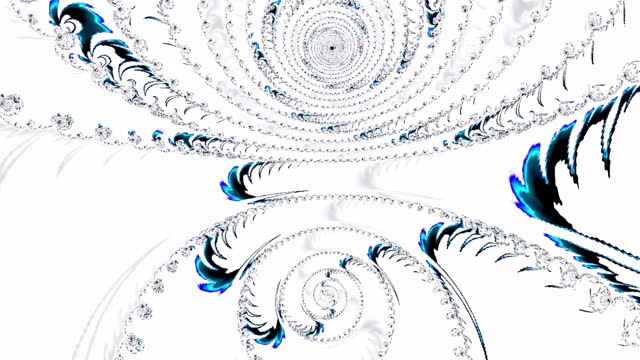 Abstract swirl blue fractal rotating on white background. Loop able background animation