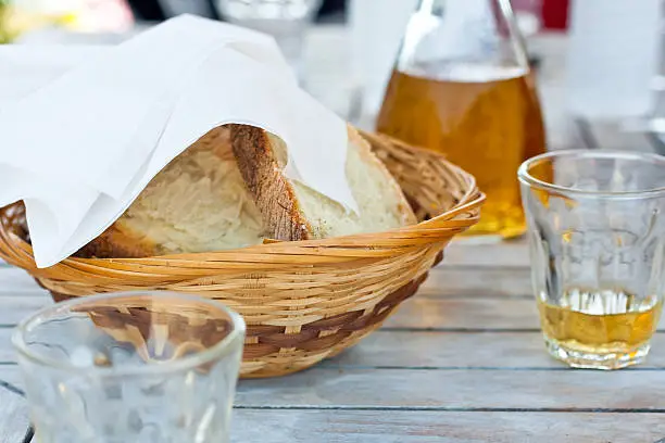 Bread and Retsina, Greek white wine