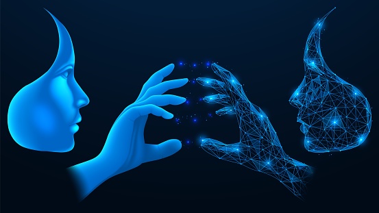 Human Contact Point Human Contact With Artificial Intelligence Stock Illustration ...