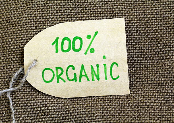 istock Organic label on the natural burlap background 178622601