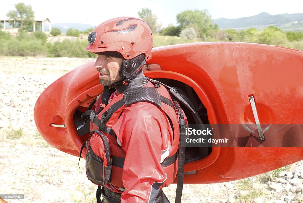 walking kayaker white water sport in Georgia Activity Stock Photo