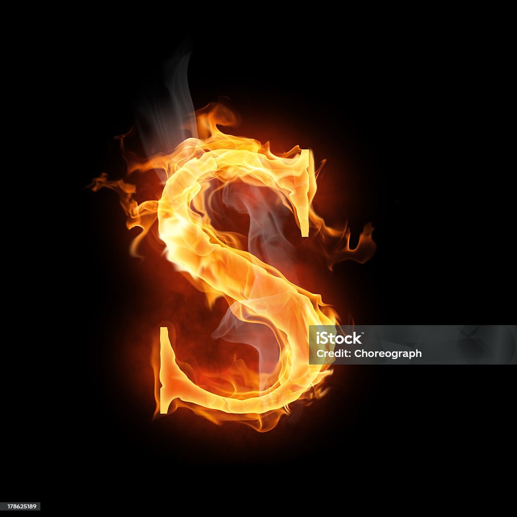 The Letter S In Orange Flames Stock Photo - Download Image Now ...