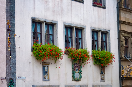 Mittenwald, Germany - September 24, 2016: Detailed view of a house in Mittenwald, Upper Bavaria, Germany.