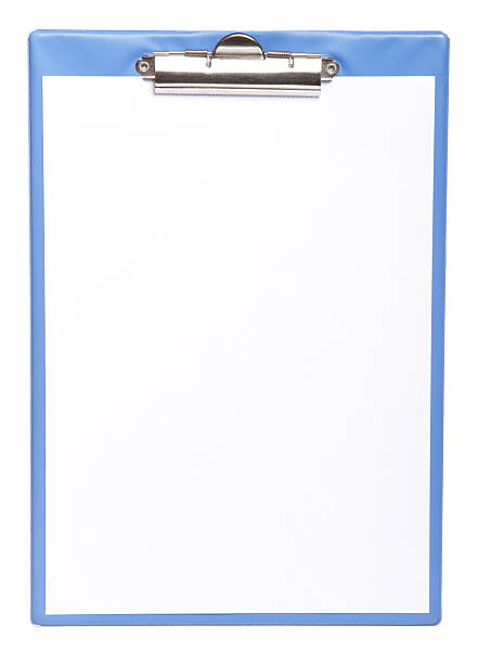 istock Blue clipboard with blank paper isolated on white 178626834