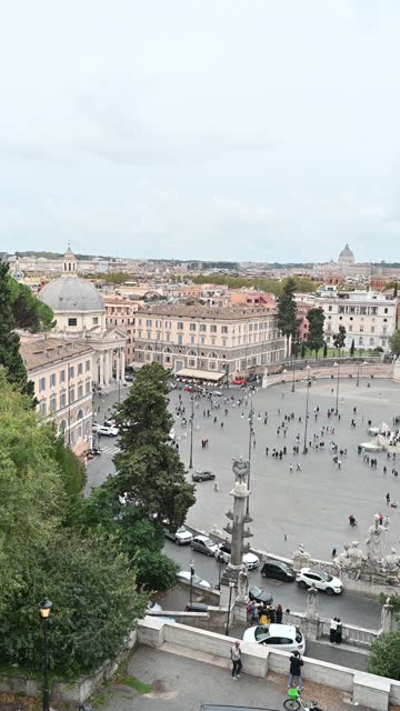 Aerial view of Rome. Piazza del Popolo. People's square in Rome, Italy