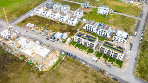 istock Construction sites of residential buildings - developing area, aerial view 1786282521