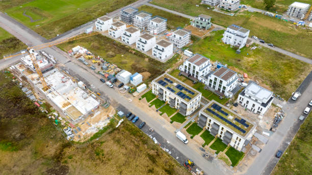 istock Construction sites of residential buildings - developing area, aerial view 1786283092