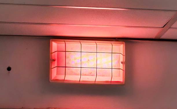 istock Studio light that glows red. Attention film shoot recording 1786293548