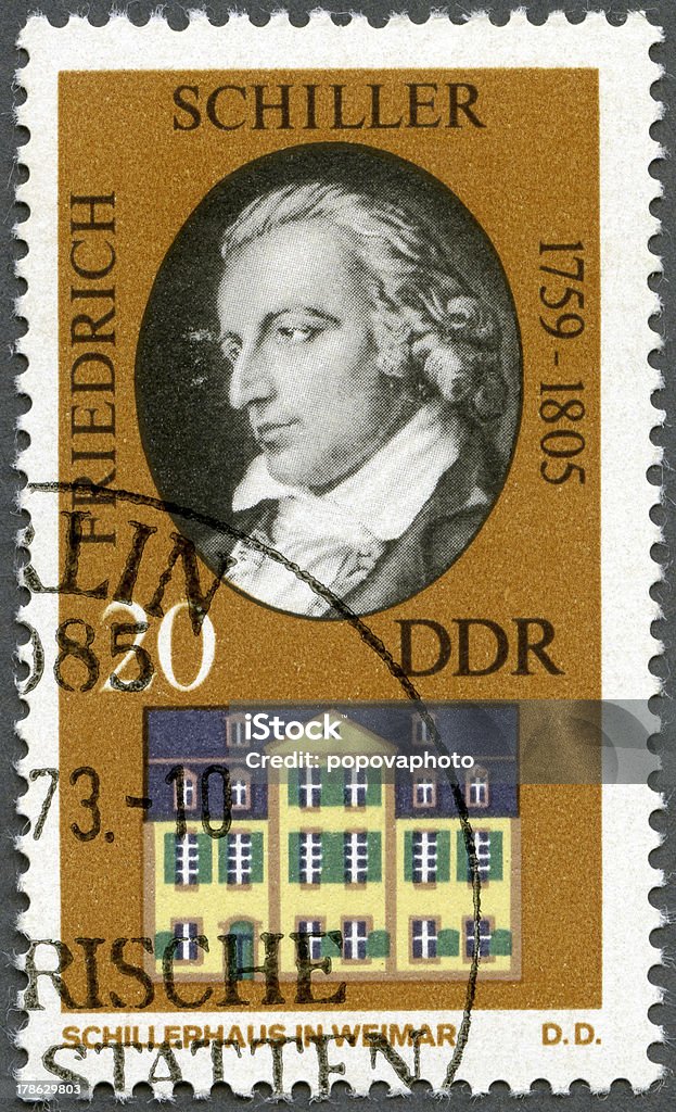 Selo postal Alemanha DDR 1973 Friedrich von Schiller (1759-1805), Weimar - Foto de stock de A Data royalty-free