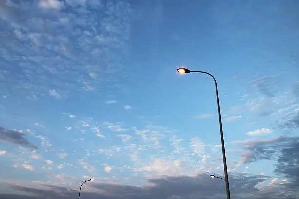 The streetlamps are standing in the sky.