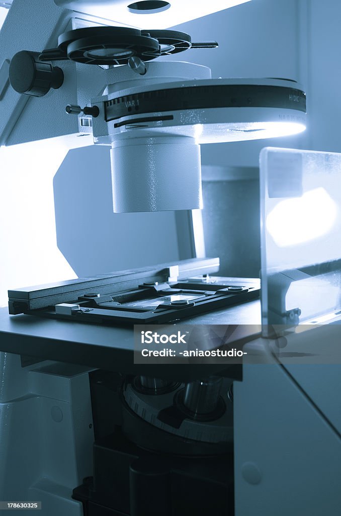 フェーズコントラストの蛍光顕微鏡 - クローズアップのロイヤリティフリーストックフォト