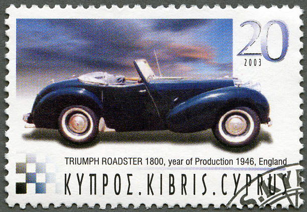 istock Postage stamp Cyprus 2003 Triumph Roadster 1800 178630377