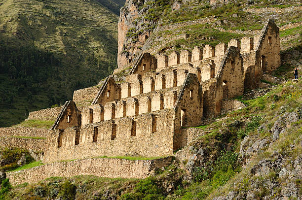 Peru, Vale Sagrado, Ollantaytambo fortaleza Inca - foto de acervo