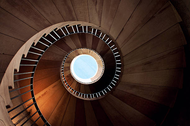 Spiral Staircase Old spiral stairway from above complexity architecture stock pictures, royalty-free photos & images