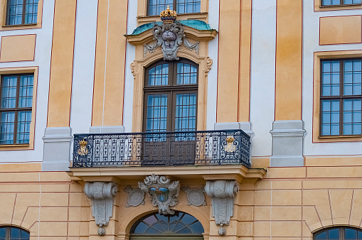 exterior architectural details of historic houses in the centre of Valencia