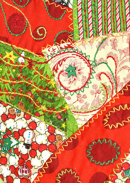 férias crazy coberta acolchoada - christmas quilt craft patchwork imagens e fotografias de stock
