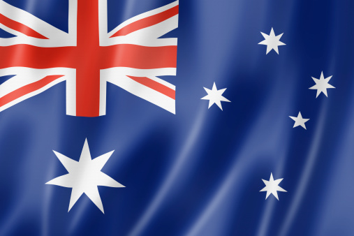 Australia flag, three dimensional render, satin texture