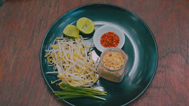 Thai adds on for serving pad Thai on the plate