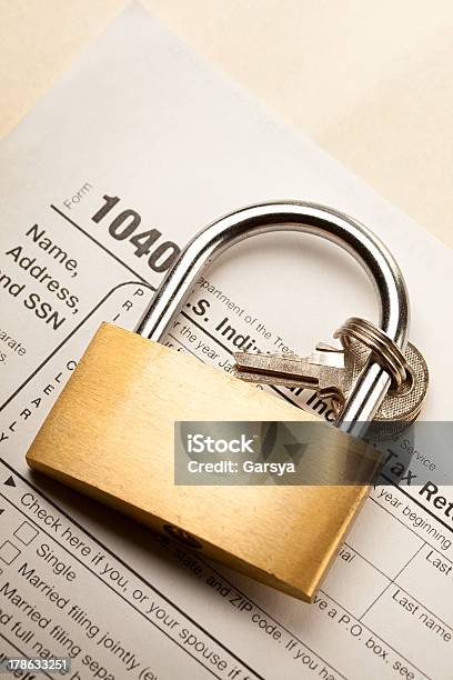 Tax Form And Key Lock Stock Photo - Download Image Now - Close-up, Concepts, Cut Out