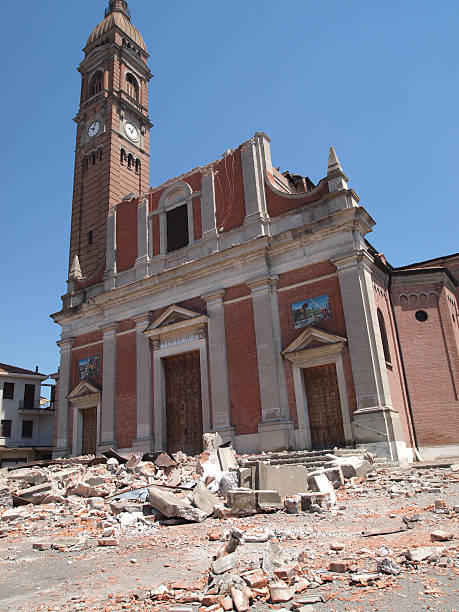 Ruine of Mirabelllo Church. - Earthquake, Emilia-Romagna stock photo
