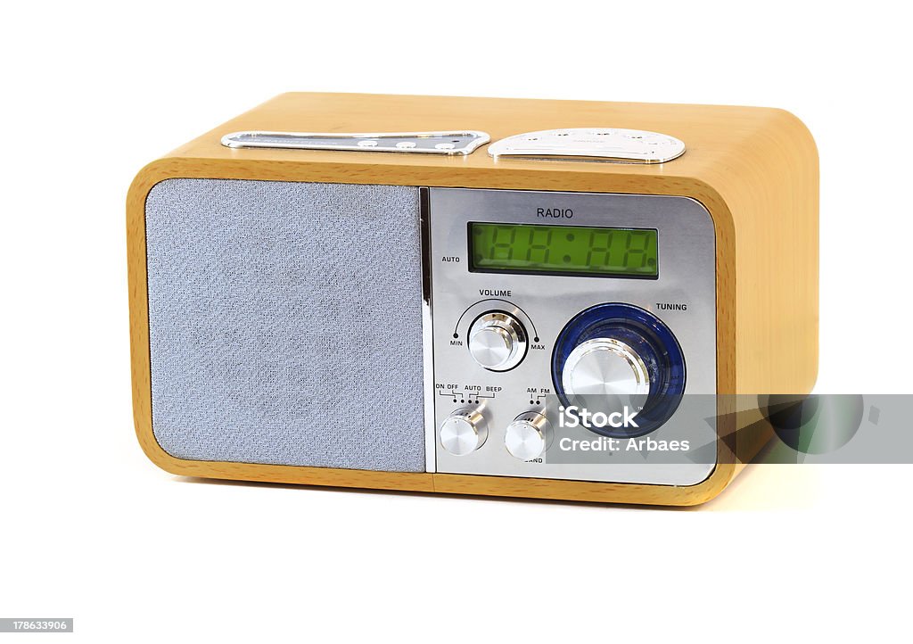 old wood radio old wood radio in a white background Antique Stock Photo