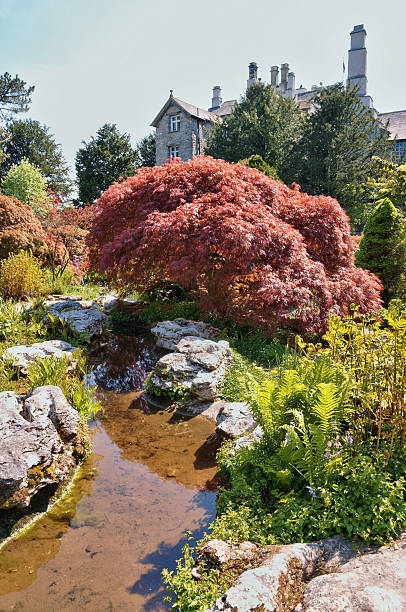 Sizergh Castle and a section of the gardens stock photo