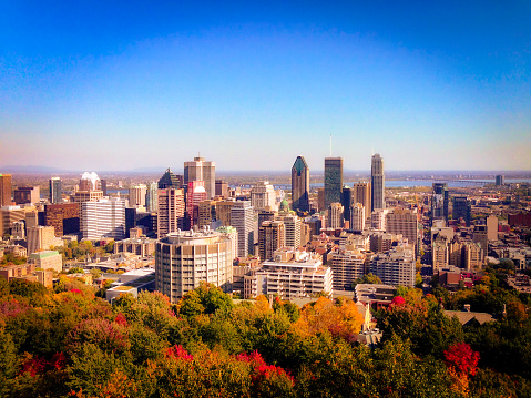 Sunny day in Montreal, the largest and most populous city in the francophone province of Quebec. Montreal is one of Canada’s largest and most famous cities. With one of it’s highlights being Mount Royal, after which the city was named, and offers this awesome view of the city skyline.