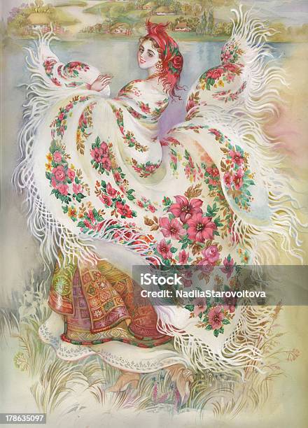 Painting Collection White Shawl Stock Illustration - Download Image Now - Art, Arts Culture and Entertainment, Beauty